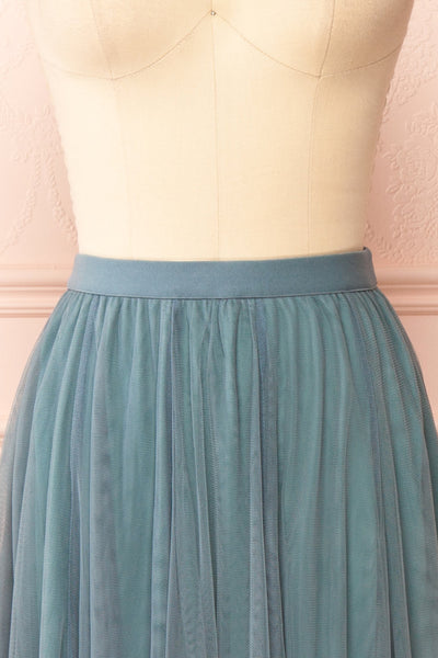 Manitou Teal A-line Midi Tulle Skirt | Boutique 1861 front close-up