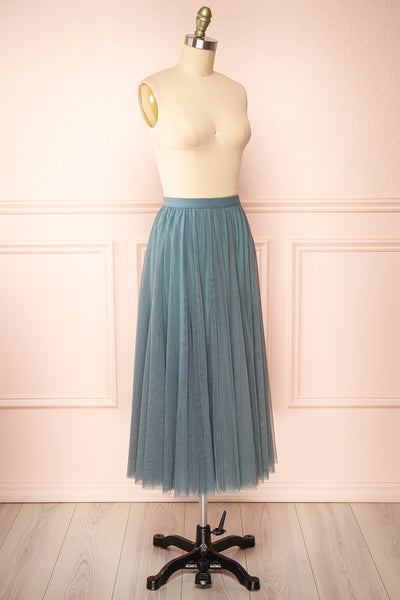 Manitou Teal A-line Midi Tulle Skirt | Boutique 1861 side view