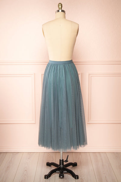 Manitou Teal A-line Midi Tulle Skirt | Boutique 1861 back view