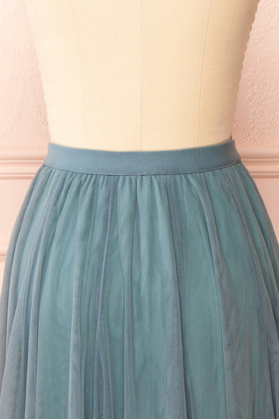 Manitou Teal A-line Midi Tulle Skirt | Boutique 1861 back close-up