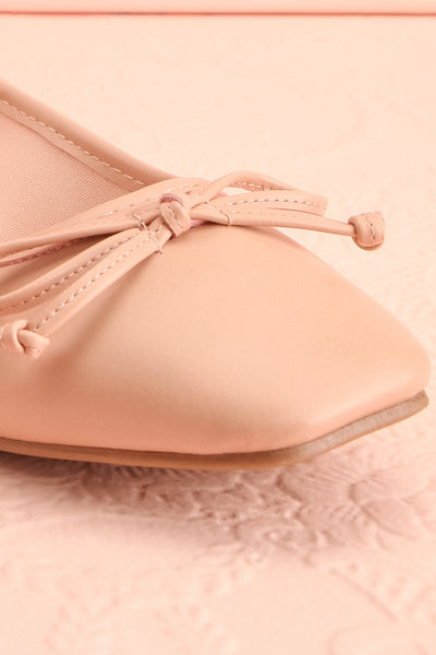 Maree Blush Pink Ballet Flats w/ Bow | Boutique 1861 front close-up