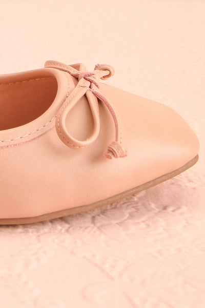 Maree Blush Pink Ballet Flats w/ Bow | Boutique 1861 side front close-up