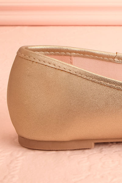 Maree Gold Ballet Flats w/ Bow | Boutique 1861 side back close-up