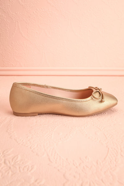 Maree Gold Ballet Flats w/ Bow | Boutique 1861 side view