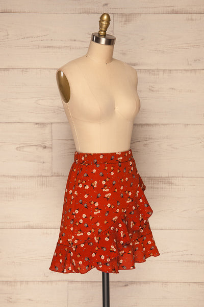 Margot Orange Floral Short Skirt | La petite garçonne side view