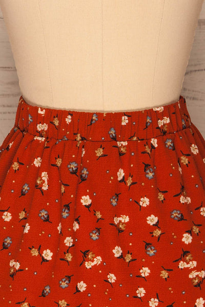 Margot Orange Floral Short Skirt | La petite garçonne back close-up