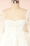 Marguerites Daisy Patterned Short Babydoll Dress | Boutique 1861 - front close up