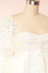 Marguerites Daisy Patterned Short Babydoll Dress | Boutique 1861 - side close up