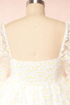 Marguerites Daisy Patterned Short Babydoll Dress | Boutique 1861 -back close up