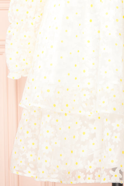Marguerites Daisy Patterned Short Babydoll Dress | Boutique 1861 - sleeve