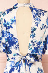 Mariela Floral Mock Neck Silky Midi Dress | Boutique 1861 back close-up