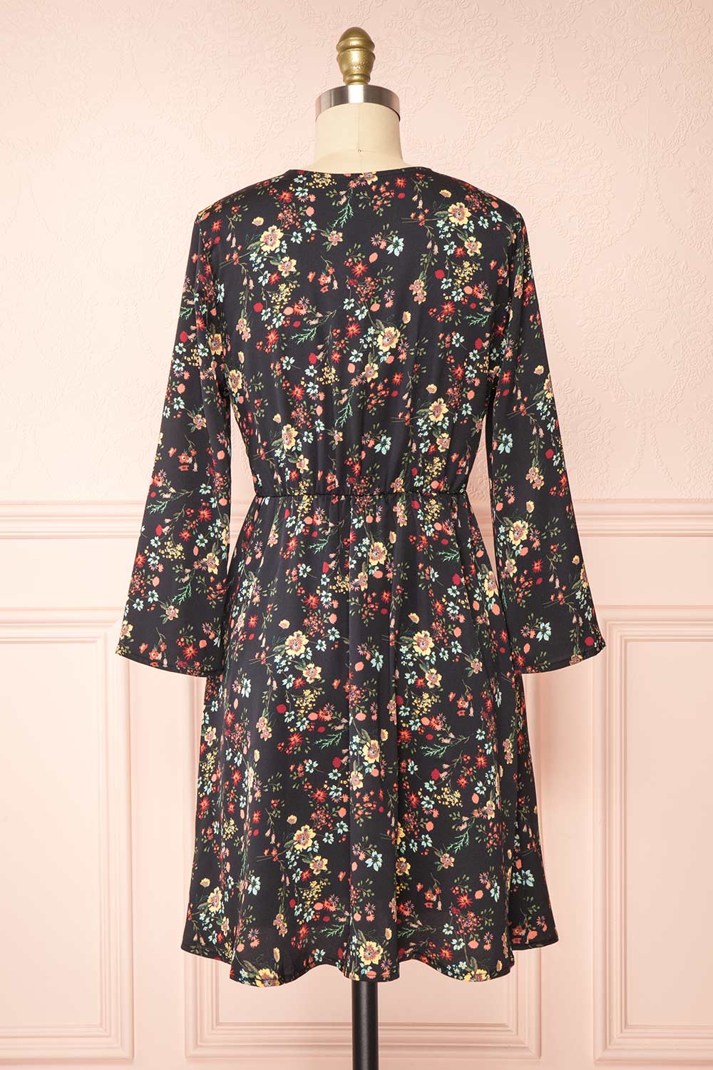 Marielle Short Floral Dress with 3/4 sleeves | Boutique 1861 back view