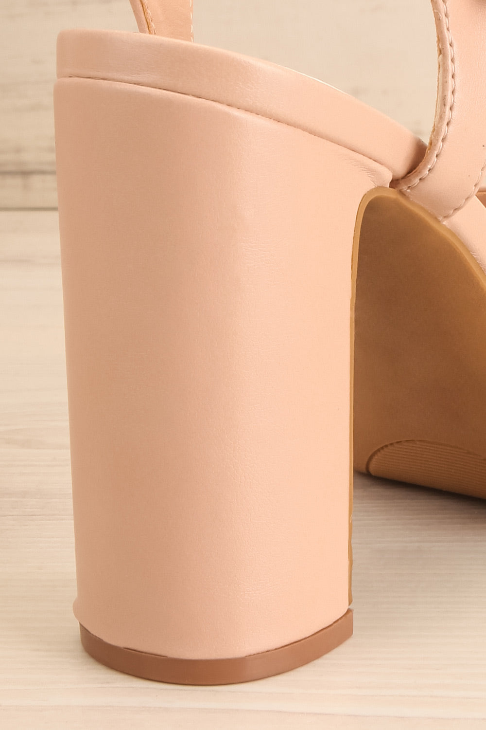 Mariguana Beige Platform Heeled Sandals | La petite garçonne back close-up
