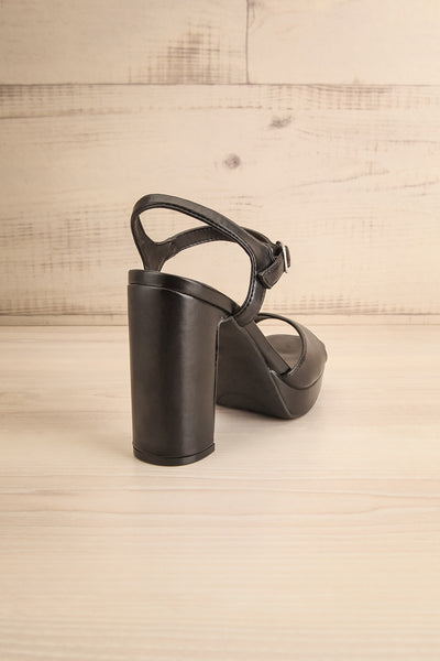 Mariguana Black Platform Heeled Sandals | La petite garçonne back view