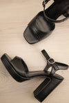 Mariguana Black Platform Heeled Sandals | La petite garçonne flat view