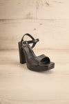 Mariguana Black Platform Heeled Sandals | La petite garçonne front view