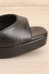 Mariguana Black Platform Heeled Sandals | La petite garçonne side front close-up
