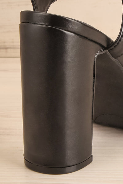 Mariguana Black Platform Heeled Sandals | La petite garçonne back close-up