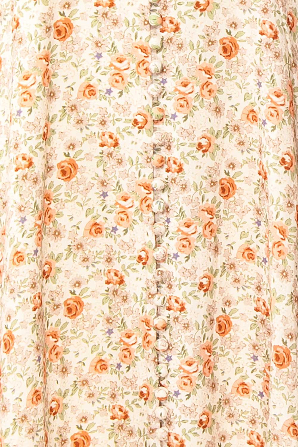 Marily | Floral Button-Up V-Neck Midi Dress