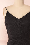 Marisela Black Lace Cocktail Dress | Robe en Dentelle front close up | Boutique 1861