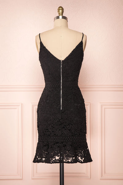 Marisela Black Lace Cocktail Dress | Robe en Dentelle back view | Boutique 1861