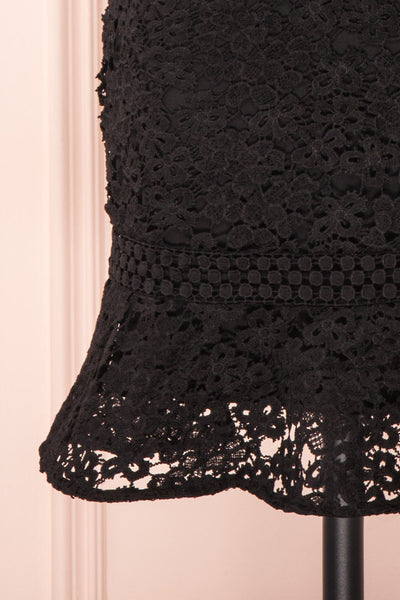 Marisela Black Lace Cocktail Dress | Robe en Dentelle skirt close up | Boutique 1861
