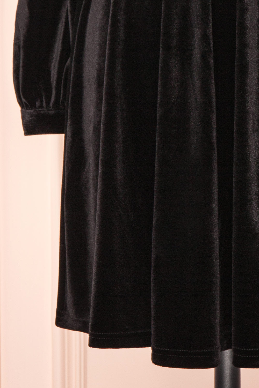 Mariza Black Short V-Neck Velvet Dress w/ Long Sleeves | Boutique 1861 bottom 