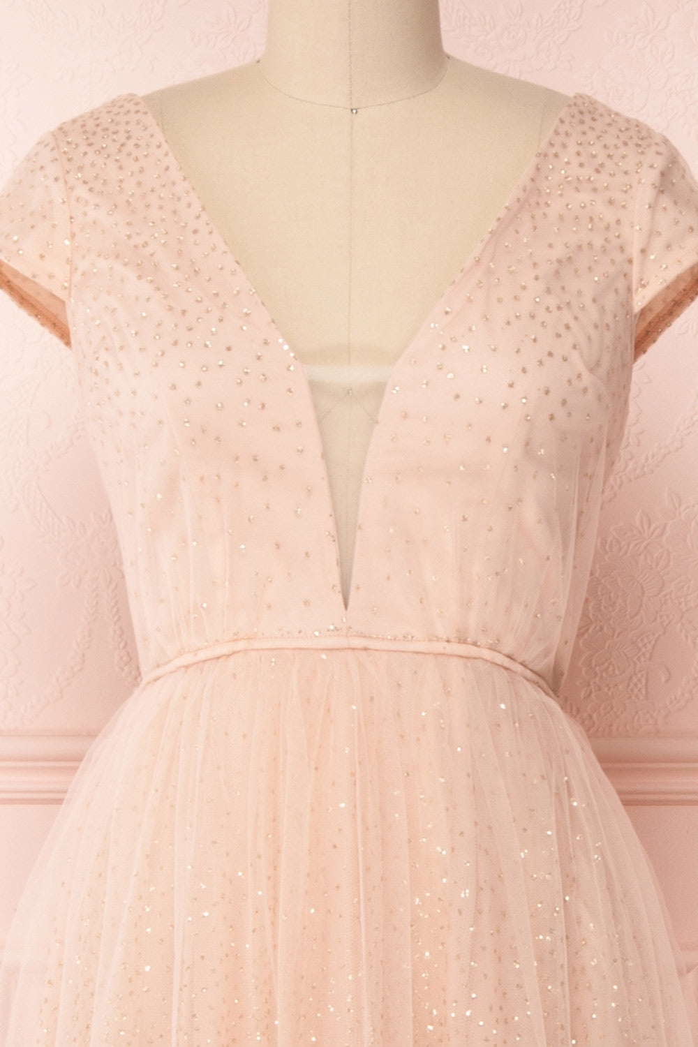 Marjolie | Pink Glitter Tulle Maxi Gown