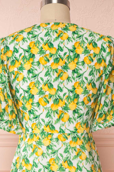 Marketa Green Patterned Midi Dress back close up | Boutique 1861