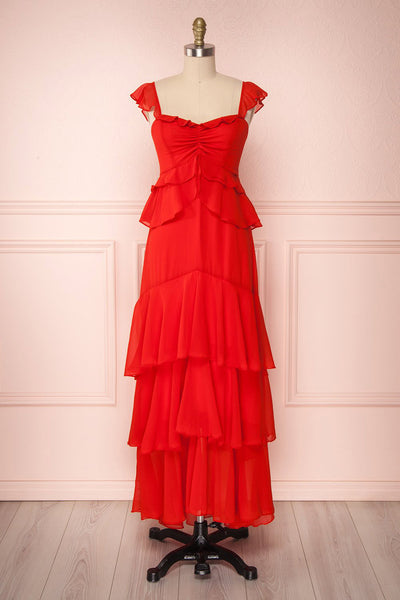 Marpha Red Ruffled Maxi Dress | Boutique 1861