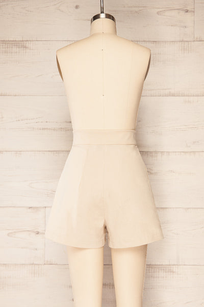Marsala Cream High-Waisted Pleated Shorts | La petite garçonne back view