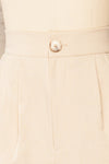 Marsala Cream High-Waisted Pleated Shorts | La petite garçonne front close-up