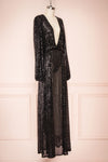 Marta Black Plunging Neckline Sparkling Maxi Dress | Boutique 1861  side view