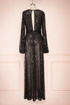 Marta Black Plunging Neckline Sparkling Maxi Dress | Boutique 1861 back view