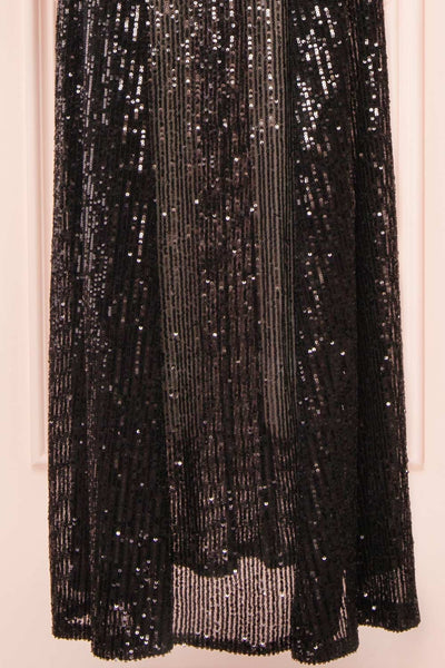 Marta Black Plunging Neckline Sparkling Maxi Dress | Boutique 1861  details