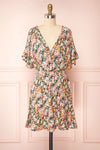 Martha Short Sleeve Wrap Neck Floral Dress | Boutique 1861 front view