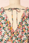 Martha Short Sleeve Wrap Neck Floral Dress | Boutique 1861 bck close-up