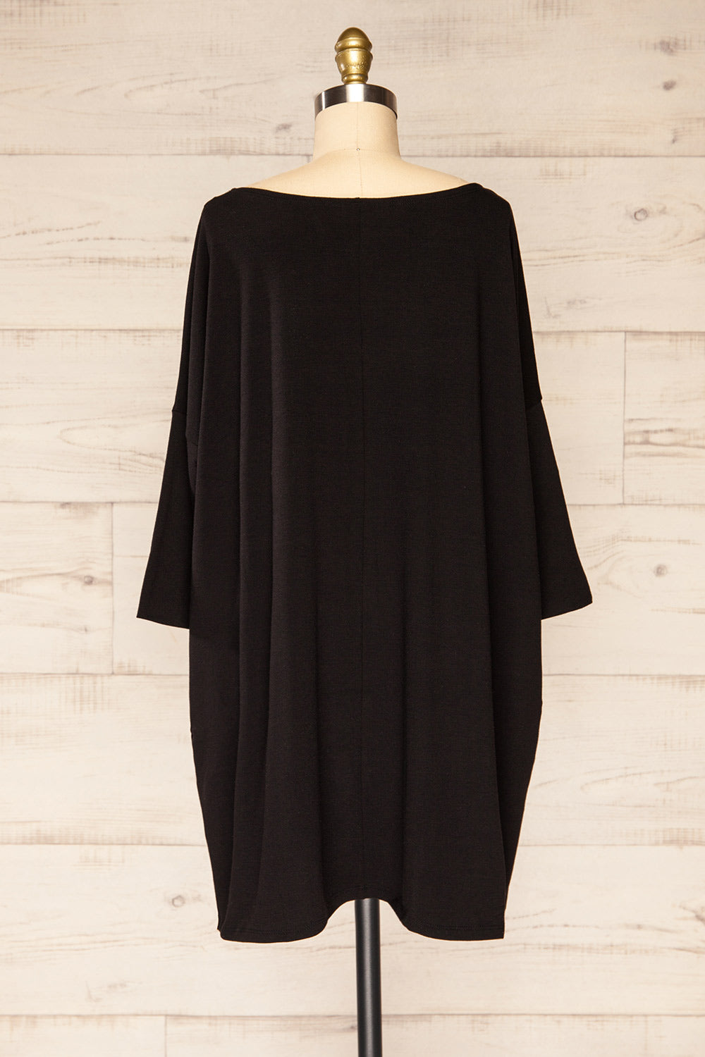 Marthine Black Oversized Tunic Top w/ Pockets | La petite garçonne back view 