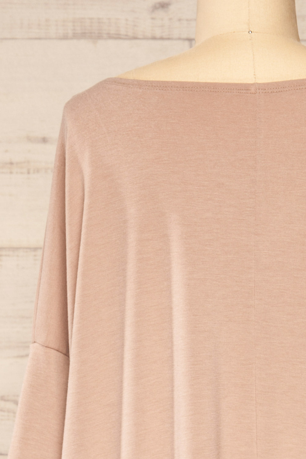 Marthine Taupe Oversized Tunic Top w/ Pockets | La petite garçonne back close-up