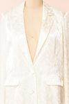 Martina Single-Breasted Floral Satin Blazer | Boudoir 1861 front close-up