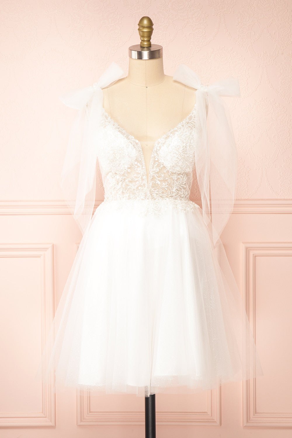 Martine Embroidered Short Bridal Dress | Boudoir 1861 front view