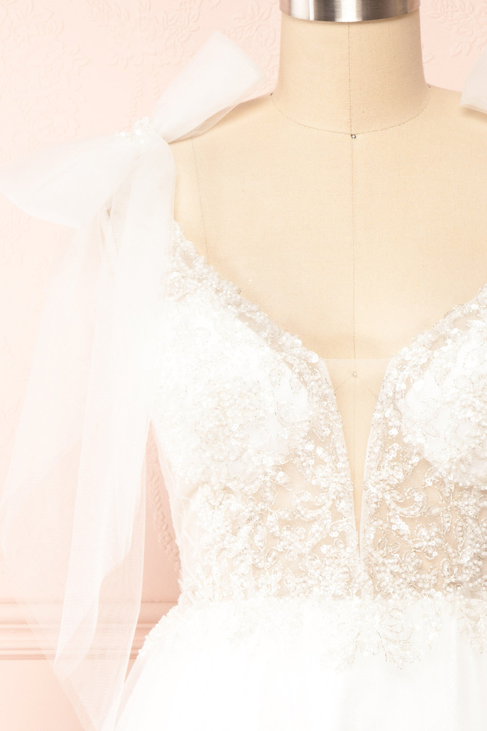 Martine Embroidered Short Bridal Dress | Boudoir 1861 front close-up