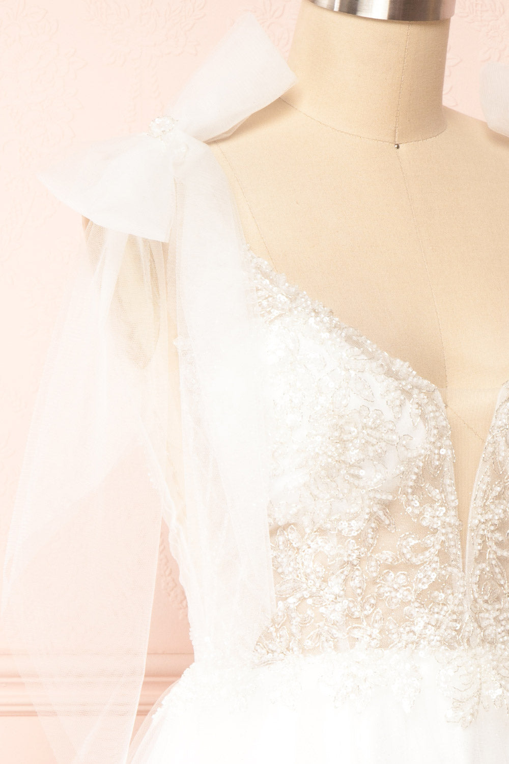 Martine Embroidered Short Bridal Dress | Boudoir 1861 side close-up