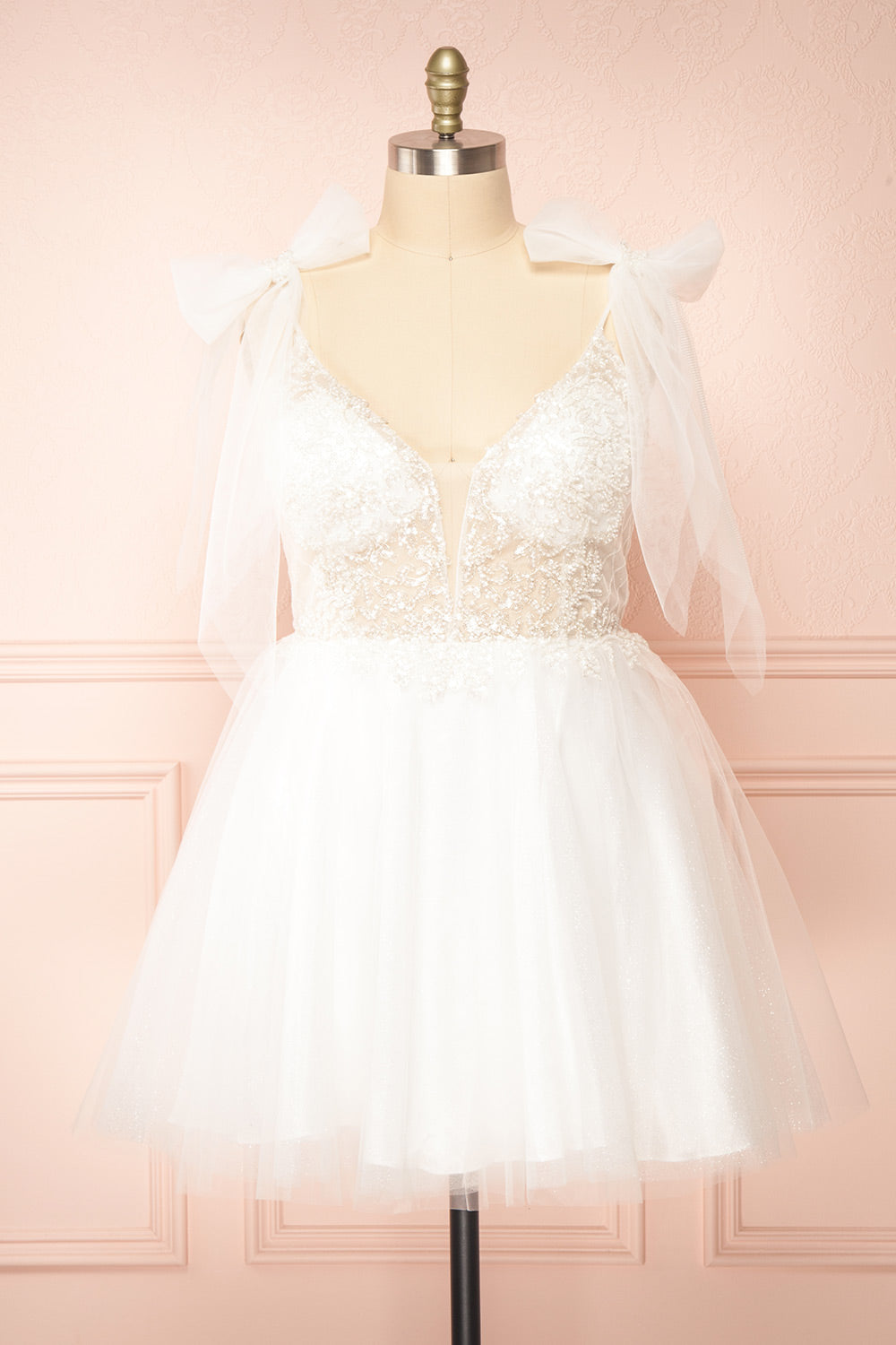 Martine Embroidered Short Bridal Dress | Boudoir 1861 front taille plus 