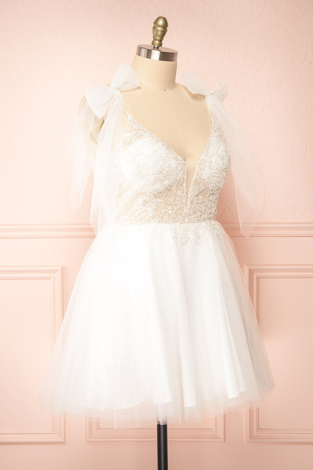 Martine Embroidered Short Bridal Dress | Boudoir 1861 side taille plus 