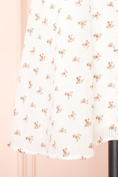 Marva White Floral V-Neck Short Sleeve Dress | Boutique 1861 bottom