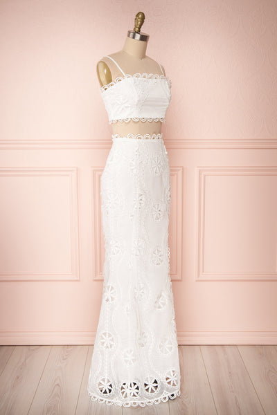 Marwah White Embroidered Bridal Two Piece Set | Boudoir 1861 side view