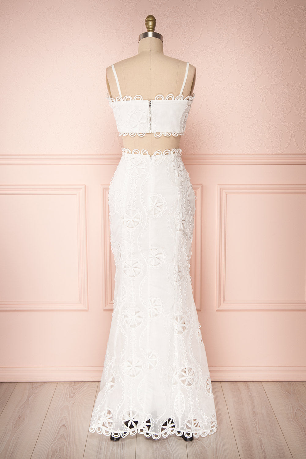 Marwah White Embroidered Bridal Two Piece Set | Boudoir 1861 back view 