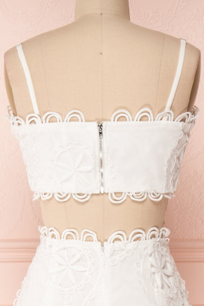 Marwah White Embroidered Bridal Two Piece Set | Boudoir 1861 back close-up