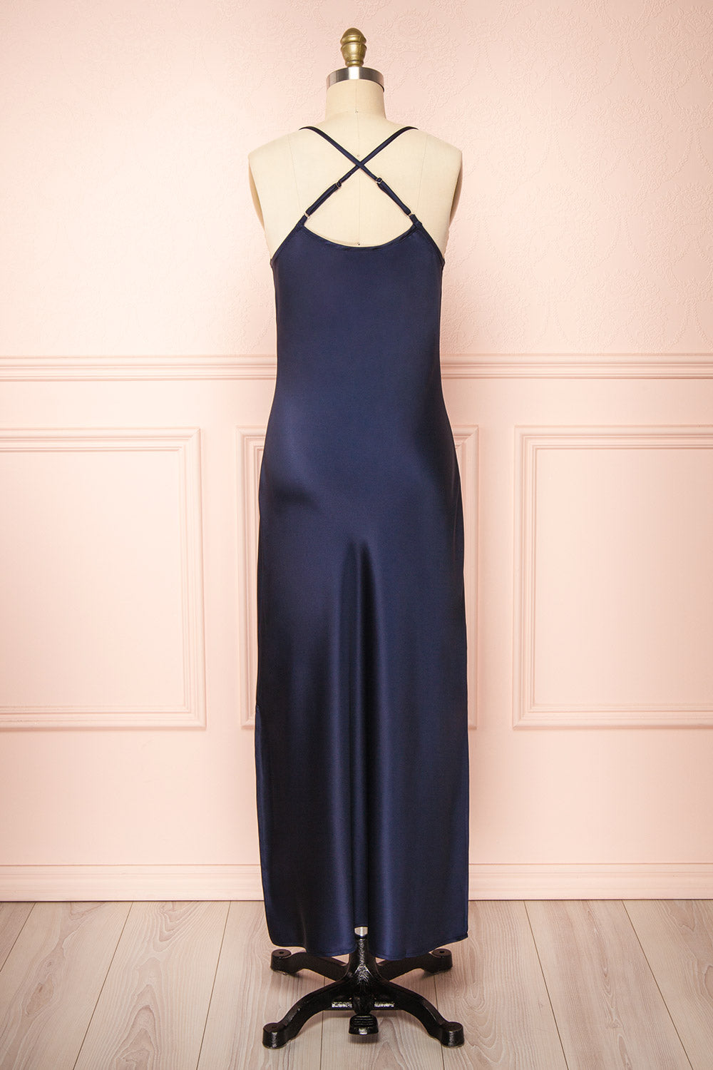 Mary-Pier Navy Cowl Neck Midi Dress | Boutique 1861 back view